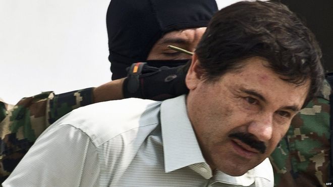 A file picture taken on 22 February, 2014 shows Mexican drug trafficker Joaquin Guzman Loera aka 