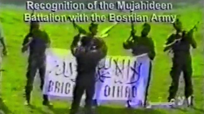 Members of the so-called Mujahideen Battalion in Bosnia in 1992