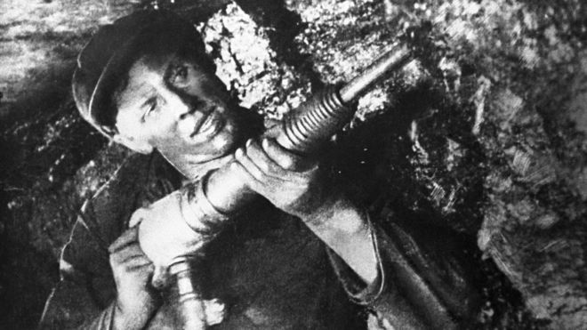Alexei Stakhanov with a mining drill