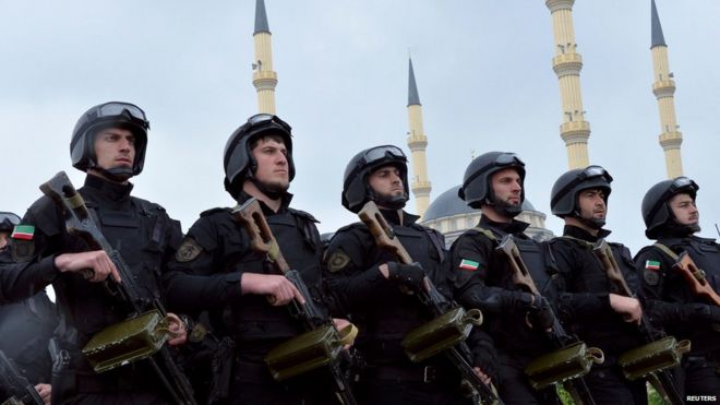 Security forces parade in Chechnya, 2015