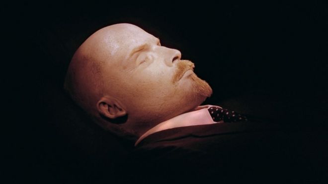 The embalmed body of Lenin photographed in 1991