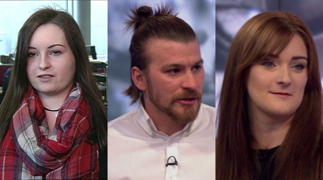 Sarah, Josh and Jade appearing on the Victoria Derbyshire programme