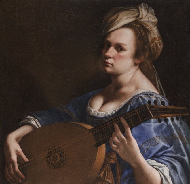 "Autoritratto come suonatrice di liuto" (Tañedora de Laúd), de Artemisia Gentileschi. 1617-18 ca. Óleo sobre lienzo, 65.5 x 50.2 cm.