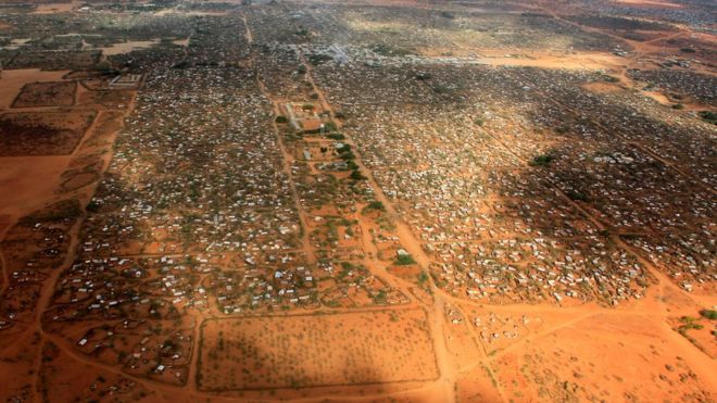 aerial photo of the sprawling Dadaab camp