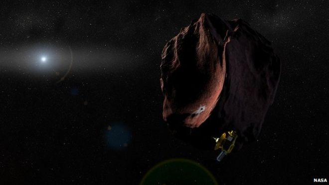 Artist's impression of New Horizons flying past 2014 MU69 in 2019