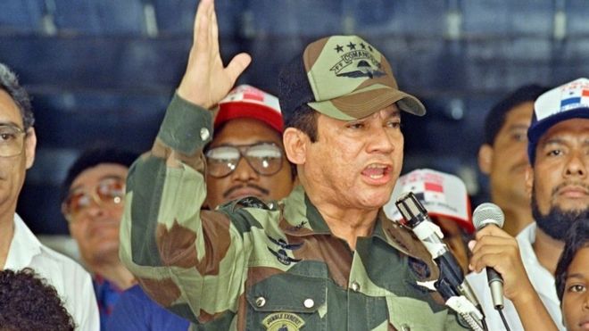 General Manuel Noriega speaking in Panama City in 1988 (20/04/1988)