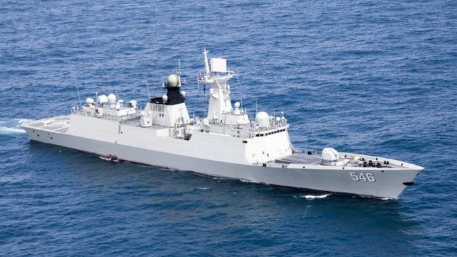 Chinese missile frigate, the Yancheng, sailing in a undisclosed location in undated photo