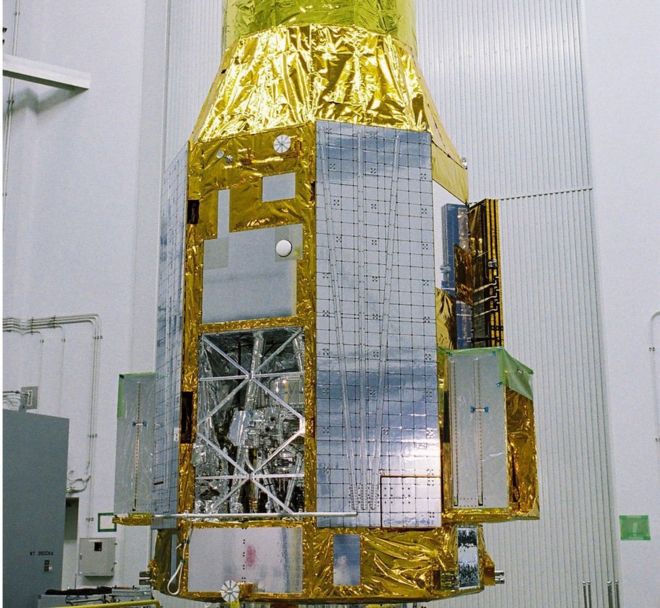 The ASTRO-H or Hitomi satellite, indoors, before launch