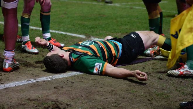 George North was knocked out after suffering a knee to the side of his face during a match involving Northampton Saints in March