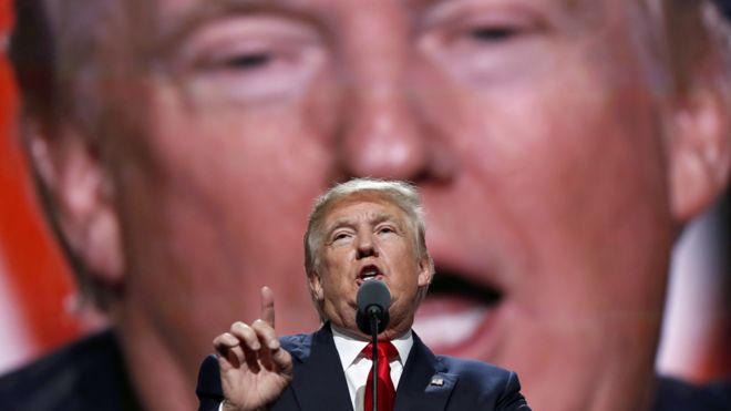 Donald Trump speaks at the Republican National Convention in Cleveland - 21 July 2016