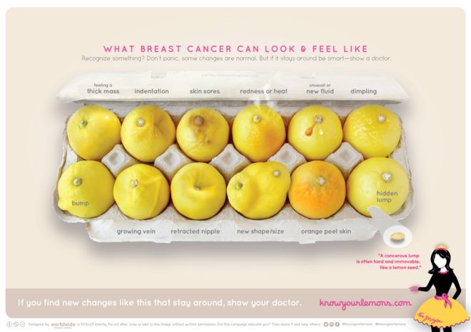 The signs of breast cancer, as shown on lemons