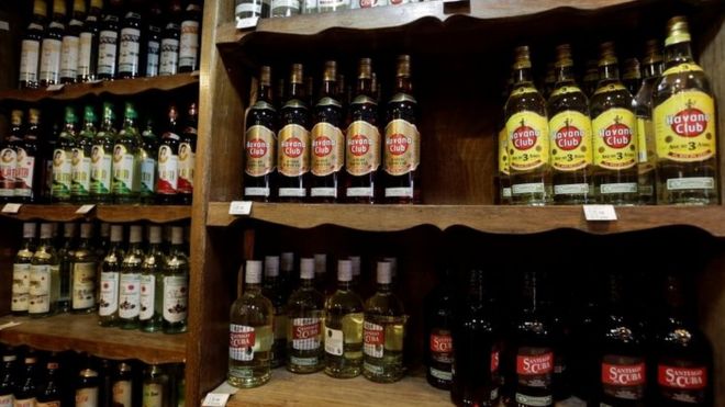 Bottles of Cuban rum in a shop in Havana. Photo: October 2016