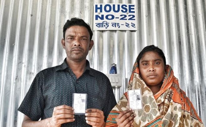 Mizanur Rahman, 37, and his wife Arjina Aktar, 20, were excited to showcase their new voting ID cards.