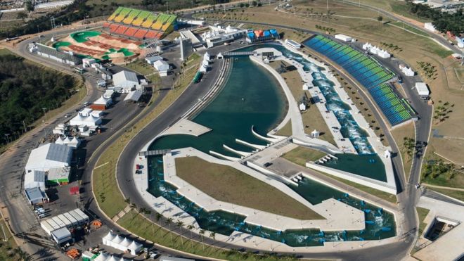 The Olympic BMX Centre (top, left) and the Whitewater Stadium for the upcoming Rio 2016 Olympic Games, in Rio de Janeiro, Brazil,