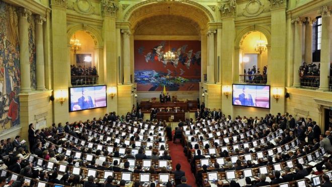 General view during the installation of the new Congress (2014-2018) at the Capitol in Bogota, Colombia, on July 20, 2014.