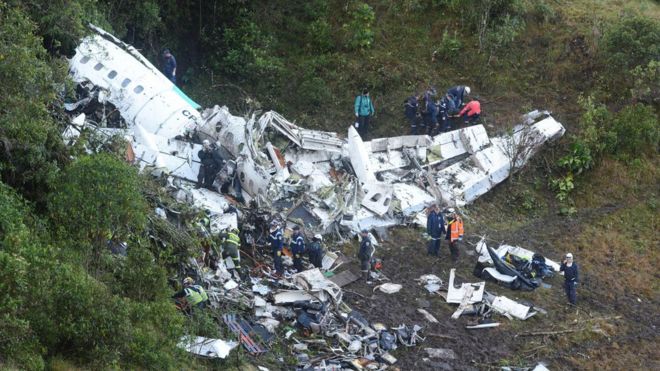 Investigators examine plane wreckage in Colombia