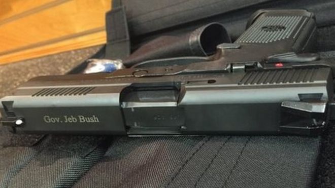 Hand gun tweeted by Jeb Bush