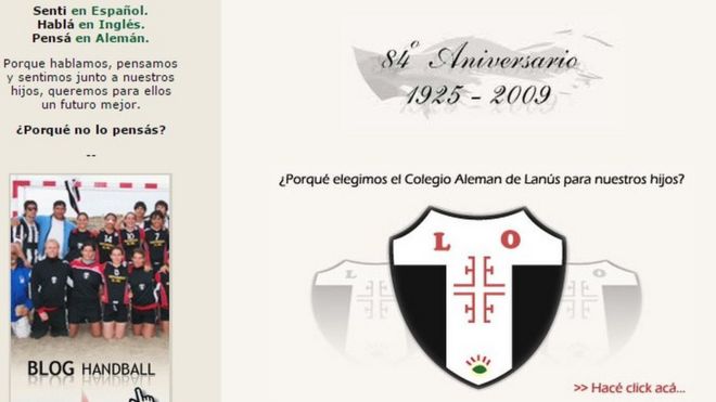 Página web del colegio Sociedad Escolar y Deportiva Alemana en Buenos Aires.