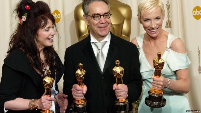 Fran Walsh, Howard Shore and Annie Lennox, winners of Best Original Song for Into the West for the movie Lord of the Rings: The Return of the King