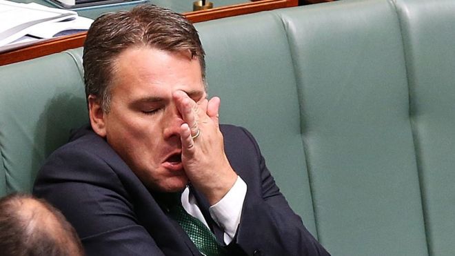 Jamie Briggs pulls a face in parliament