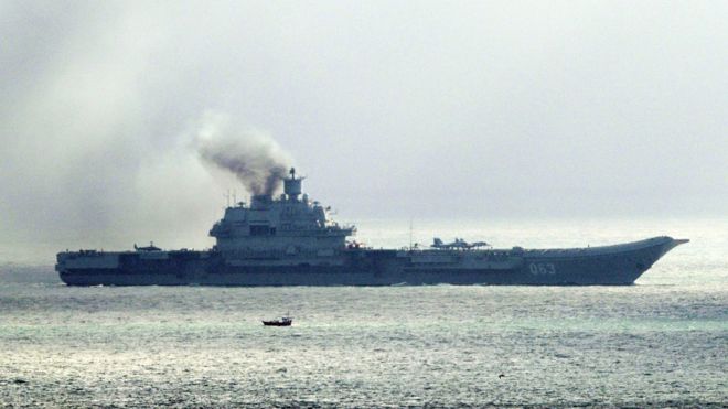 File photo dated 21/10/2016 of the Russian aircraft carrier Admiral Kuznetsov.