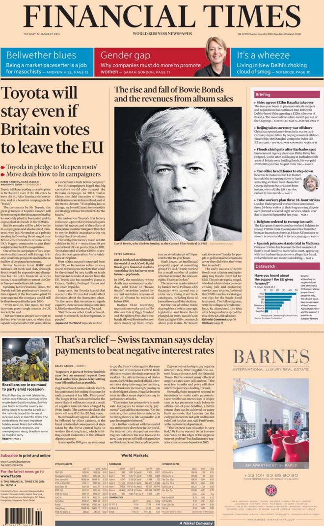 Financial Times front page, 12/1/16