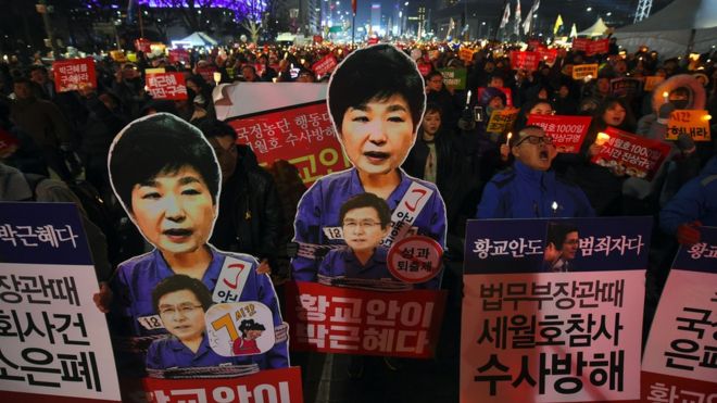 Protests calling for the removal of South Korea's President Park Geun-hye enter their eleventh week in Seoul, 7 January 2017