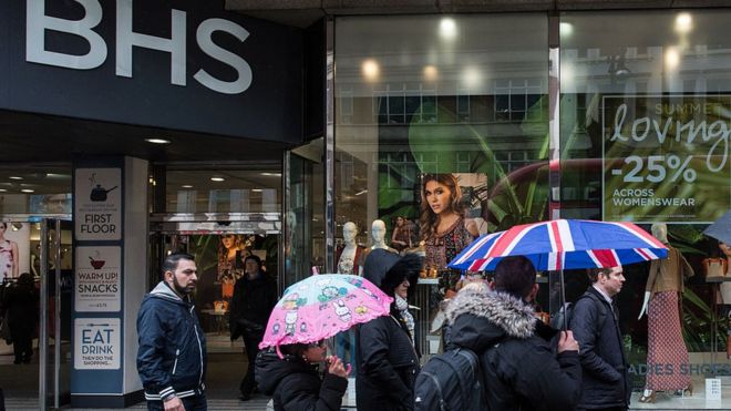 Shoppers outside BHS