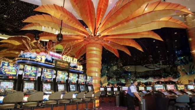 Slot machines on the main gaming floor of the Star City casino in Sydney