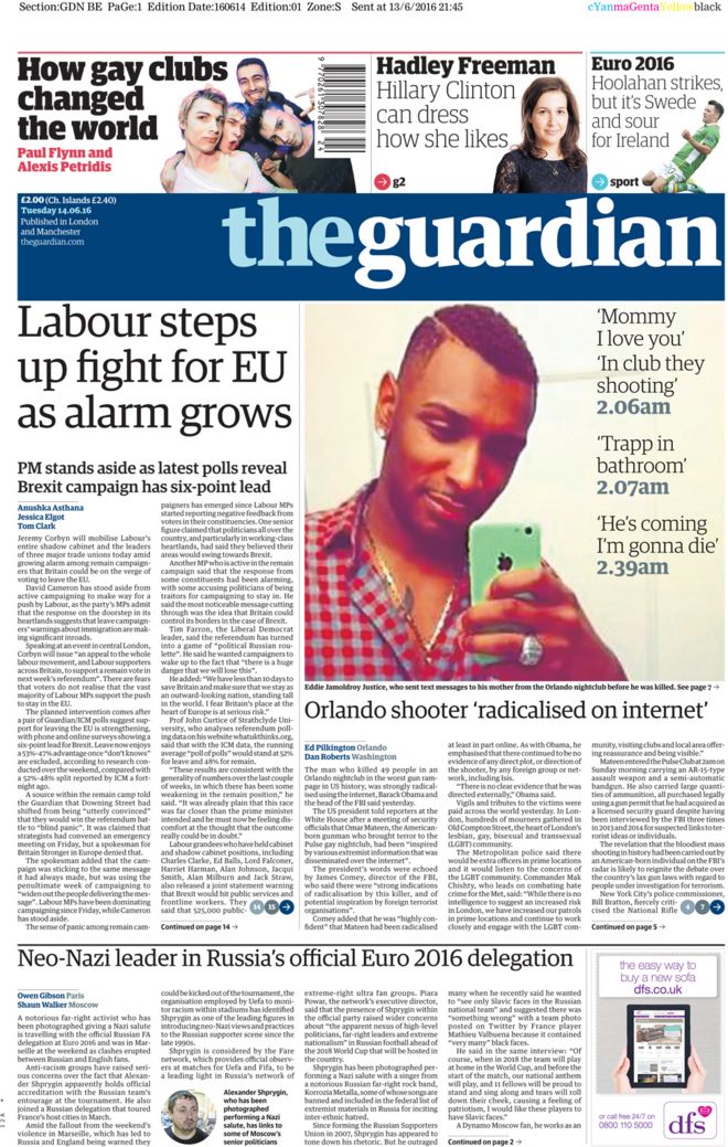 Guardian front page