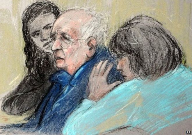 Sketch of Lord Janner in court