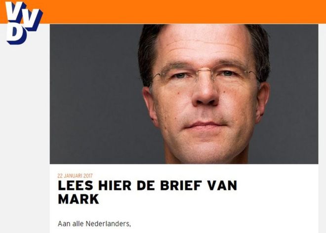Mr Rutte's statement on the VVD website