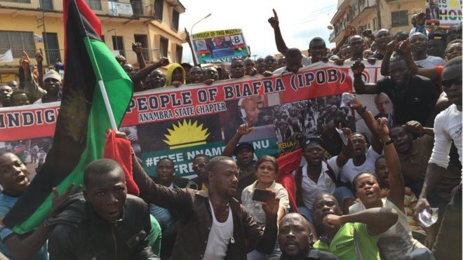 Waandamanaji wanaounga mkono kujitenga kwa Biafra nchini Nigeria