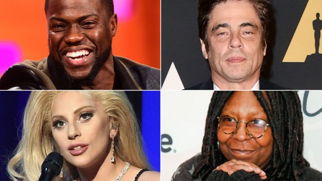 Kevin Hart, Benicio del Toro, Lady Gaga and Whoopi Goldberg