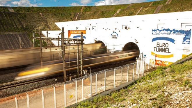 Eurotunnel train in Coquelles, France