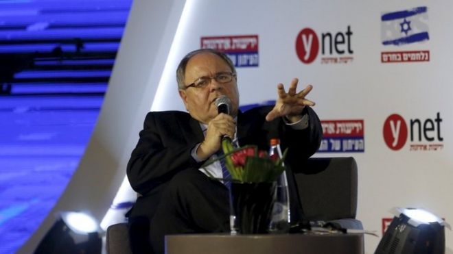 Former settler leader, Dayan, who was announced as the consul-general in New York on Monday, speaks at a conference on fighting the anti-Israel boycott, in Jerusalem on 28 March