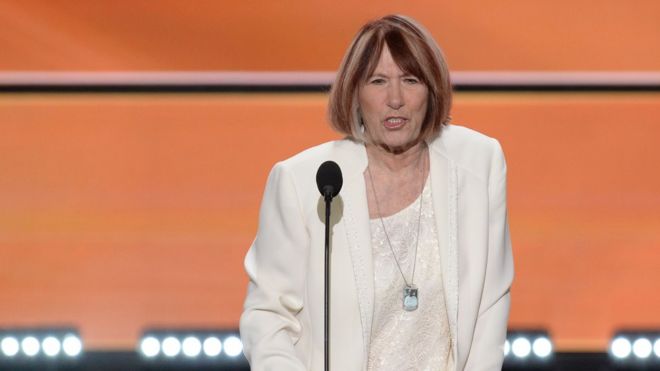 Patricia Smith, mother of Benghazi victim Sean Smith, speaks at the Republican National Convention in Cleveland, Ohio on 18 July.