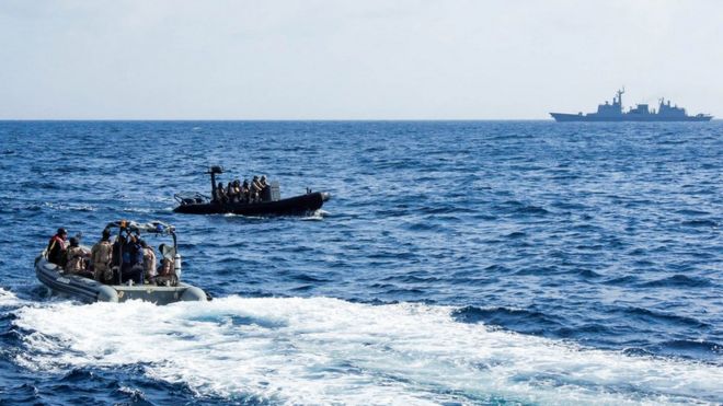 European Union Naval Force training exercise for Operation Atalanta, which has been running in Somali since 2008 to combat piracy