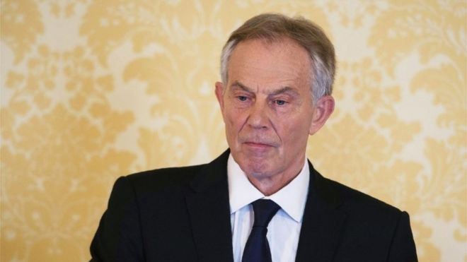 Tony Blair facing media after Chilcot report