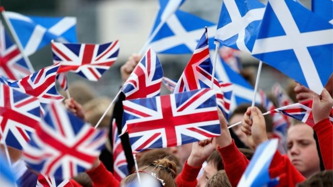 Scottish and UK flags during Queen's visit to Scotland