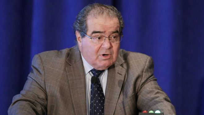 US Supreme Court Associate Justice Antonin Scalia addresses the Legal Services Corporation's 40th anniversary conference luncheon