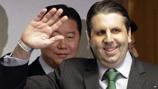 Image caption Mark Lippert told a press conference he felt good and expected to return to work as soon as possible - _81533612_81533608