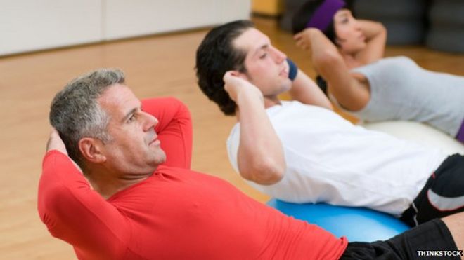 Men in a keep-fit class