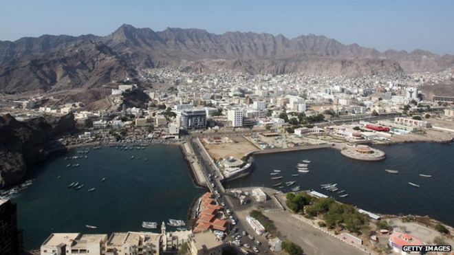 An aerial view of Aden city centre in southern Yemen on 22 November, 2010