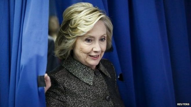 Former US Secretary of State Hillary Clinton arrives in Brooklyn, New York 1 April 2015