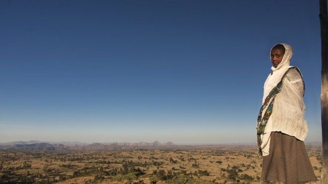 Kasinet Haftay on the cliff above the village of Adokesho, Tigray Province, Ethiopia