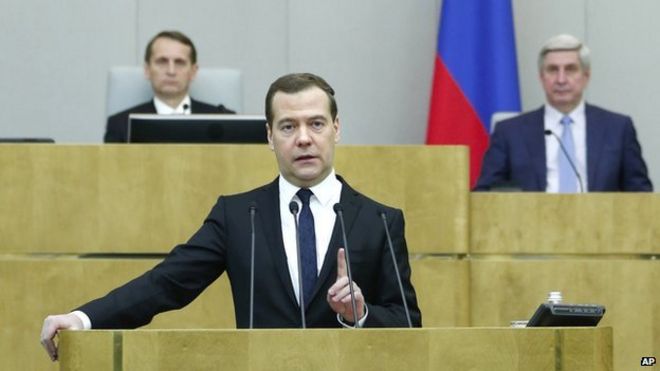 Russian Prime Minister Dmitry Medvedev, 21 Apr 15