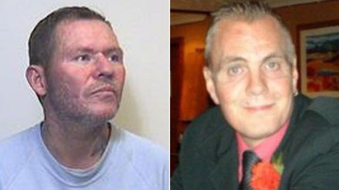 Image caption <b>James Caven</b>, left, had denied murdering Colin Armstrong - _82462816_murder_composite