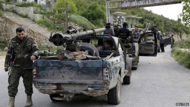 Rebel fighters head towards Jisr al-Shughur - 21 April