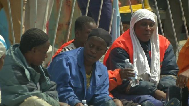 Rescued migrants in Catania, Sicily. Photo: 5 May 2015